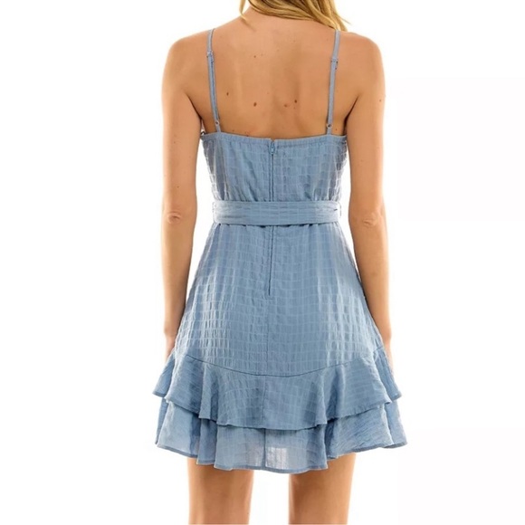 Altard State Women’s Mini Ruffle Dress Blue Size L - Picture 2 of 12